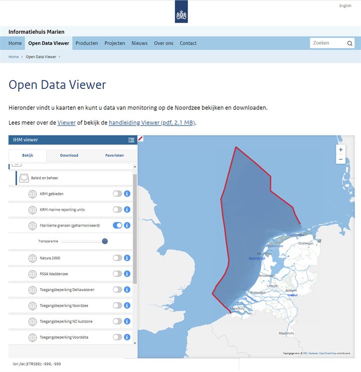 Kaartlaag maritieme grenzen