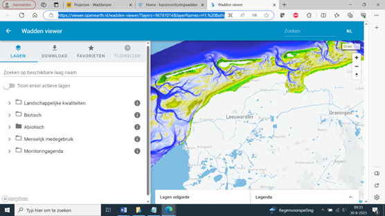 Screenshot van de Wadden viewer